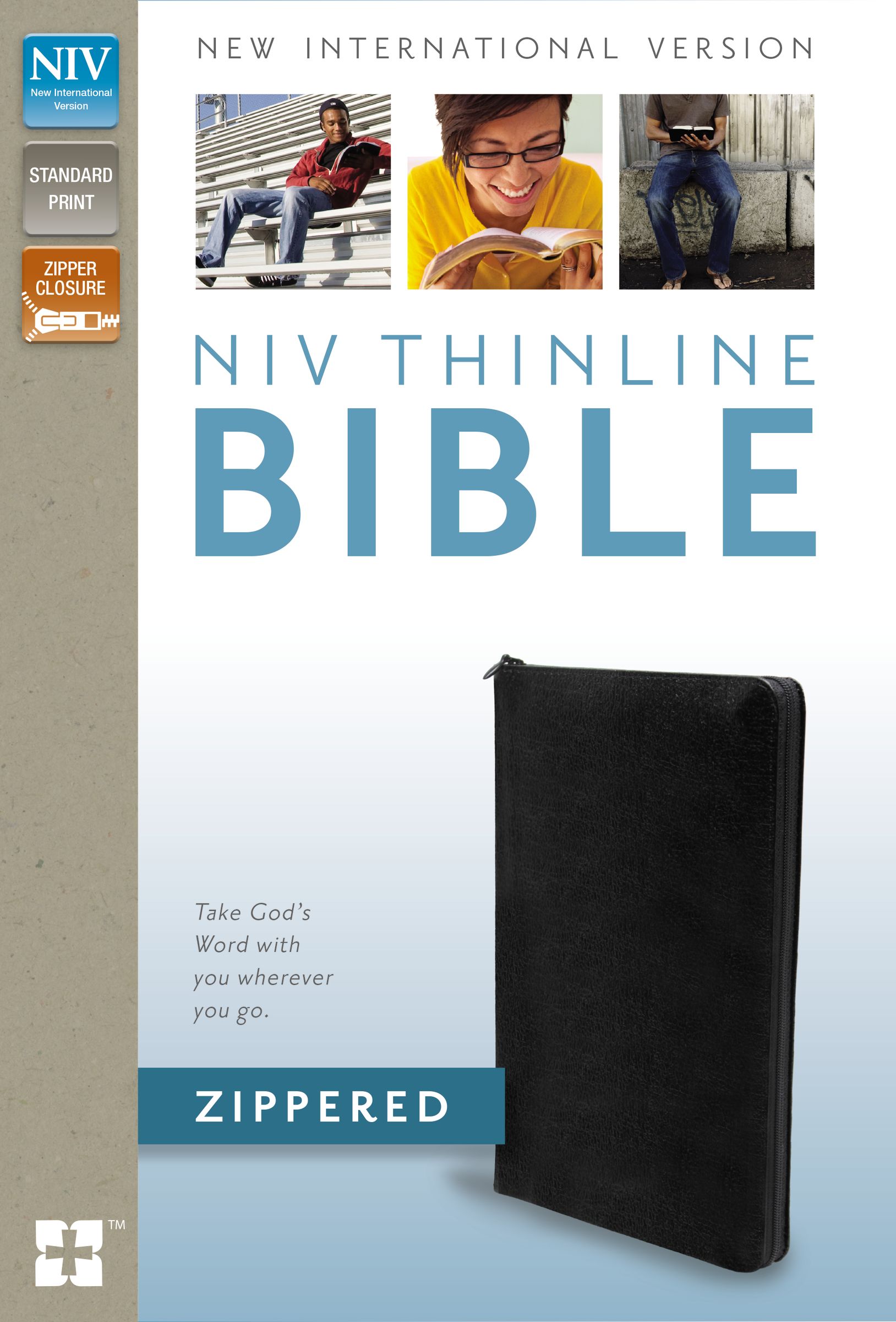 NIV, Thinline Bible Zippered, Bonded Leather, Black