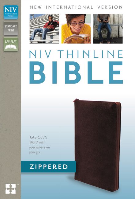 NIV, Thinline Bible Zippered, Bonded Leather, Burgundy