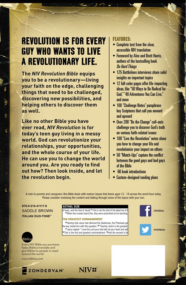 NIV, Revolution: The Bible for Teen Guys, Leathersoft, Brown
