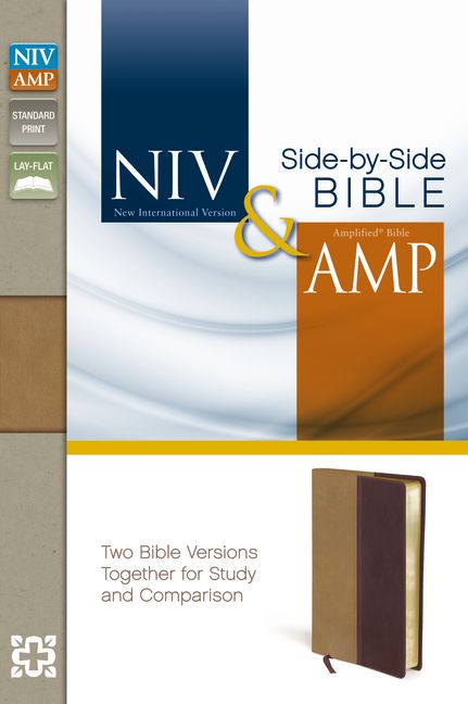 NIV, Amplified, Parallel Bible, Leathersoft, Tan/Burgundy