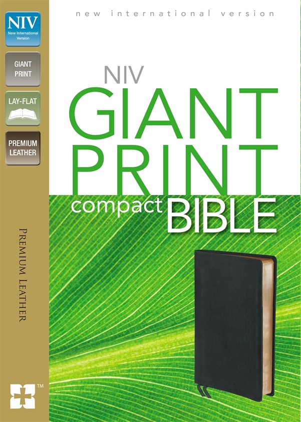 NIV, Giant Print Compact Bible, Giant Print, Premium Leather, Black
