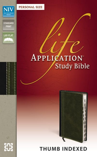 NIV, Life Application Study Bible, Second Edition, Personal Size, Leathersoft, Brown/Green, Thumb Indexed