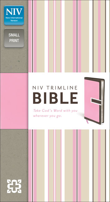 NIV, Trimline Bible, Imitation Leather, Brown/Pink, Red Letter Edition