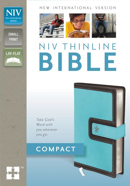 NIV, Thinline Bible, Compact, Imitation Leather, Blue/Brown, Red Letter Edition