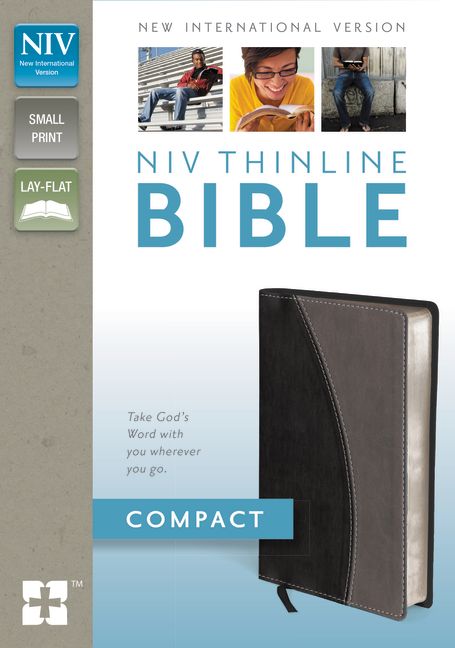 NIV, Thinline Bible, Compact, Imitation Leather, Black/Gray, Red Letter Edition