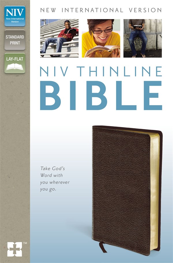 NIV, Thinline Bible, Bonded Leather, Brown, Red Letter Edition