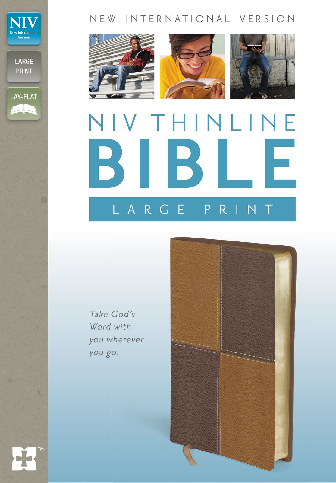 NIV, Thinline Bible, Large Print, Imitation Leather, Tan/Brown, Red Letter Edition