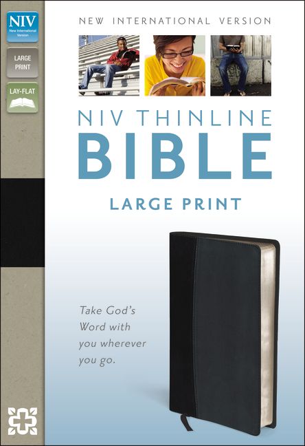 NIV, Thinline Bible, Large Print, Imitation Leather, Black, Red Letter Edition