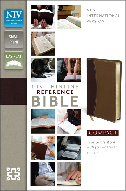 NIV, Thinline Reference Bible, Compact, Imitation Leather, Burgundy/Tan, Red Letter Edition
