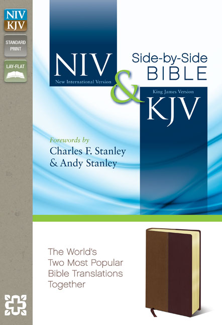 NIV, KJV, Side-by-Side Bible, Leathersoft, Tan/Burgundy