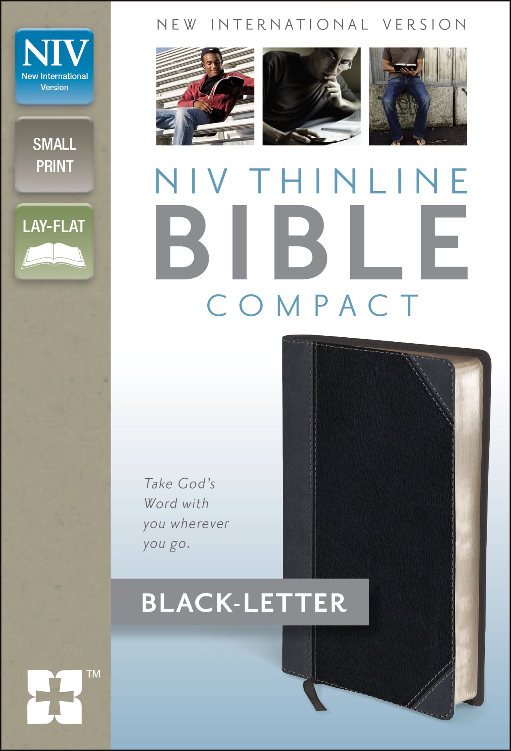 NIV, Thinline Bible, Compact, Imitation Leather, Gray/Black
