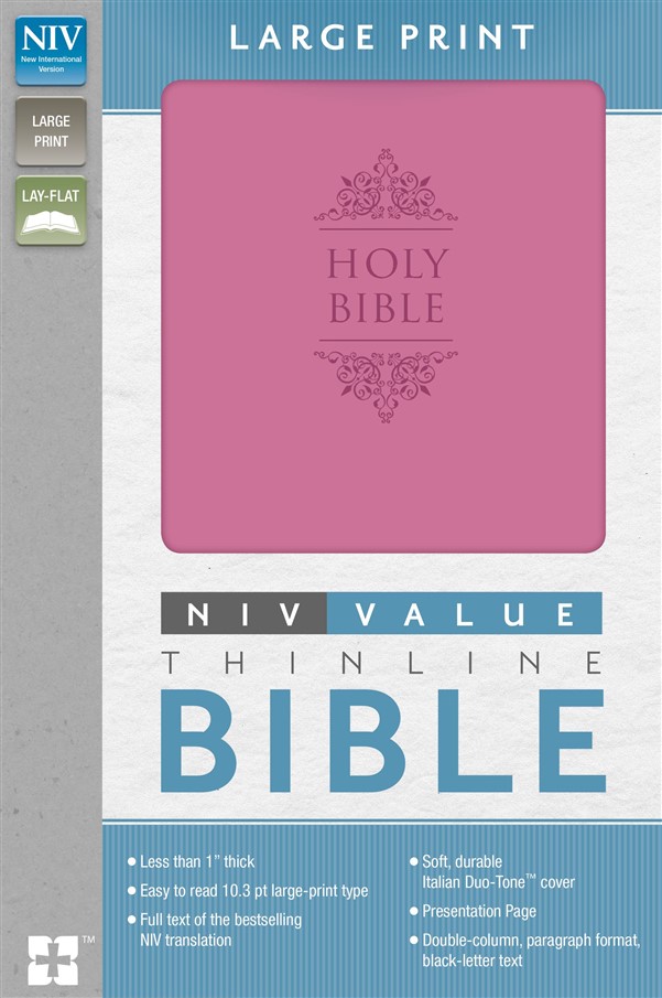 NIV, Value Thinline Bible, Large Print, Imitation Leather, Pink