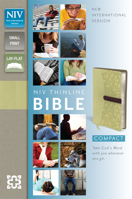 NIV, Thinline Bible, Compact, Imitation Leather, Green/Brown, Red Letter Edition