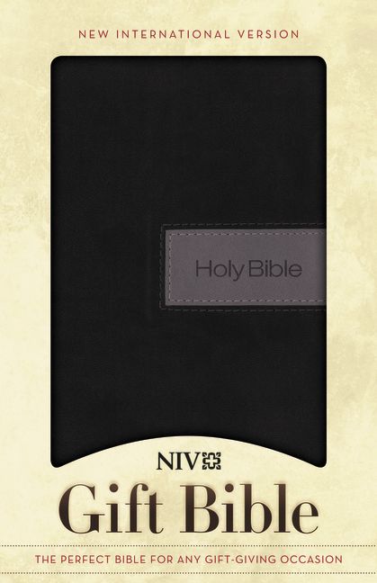 NIV, Gift Bible, Leathersoft, Black/Gray, Red Letter Edition