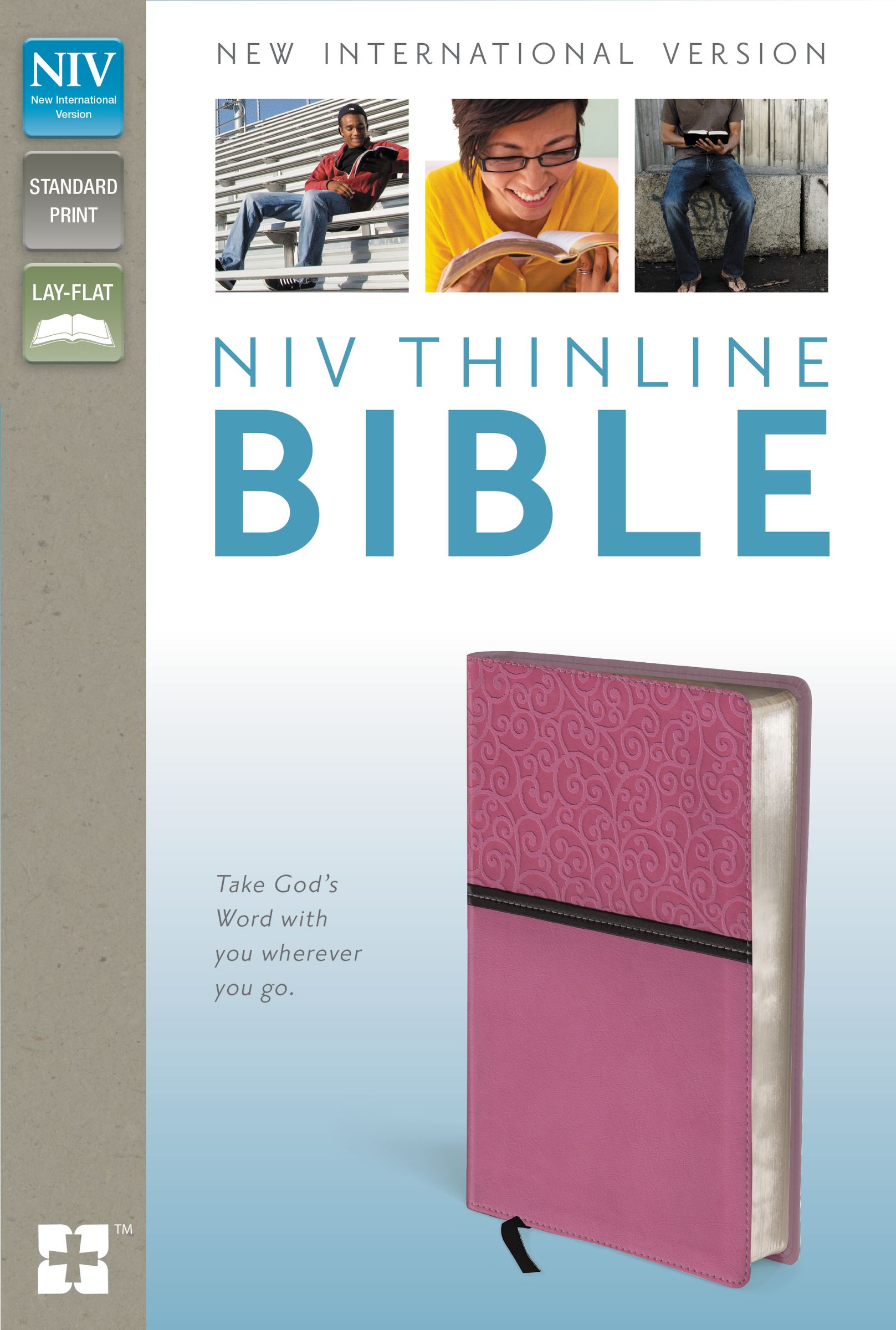 NIV, Thinline Bible, Imitation Leather, Pink/Brown, Red Letter Edition