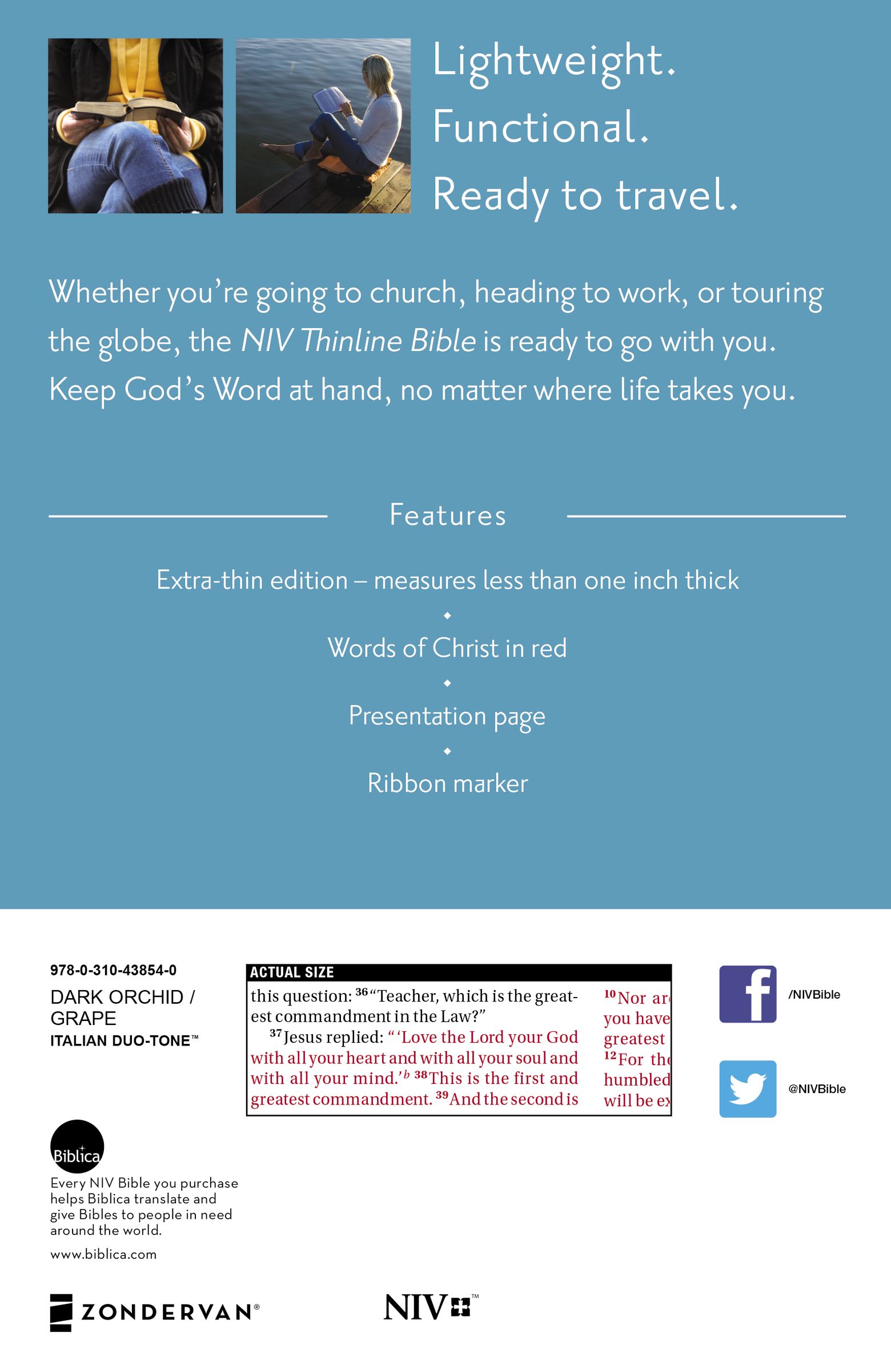 NIV, Thinline Bible, Imitation Leather, Pink/Purple, Red Letter Edition