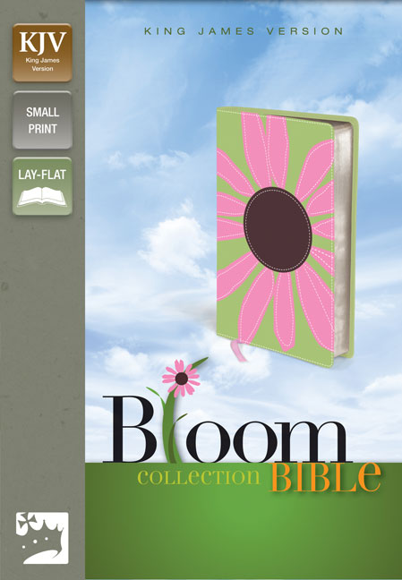 KJV, Thinline Bloom Collection Bible, Compact, Imitation Leather, Green/Pink, Red Letter Edition