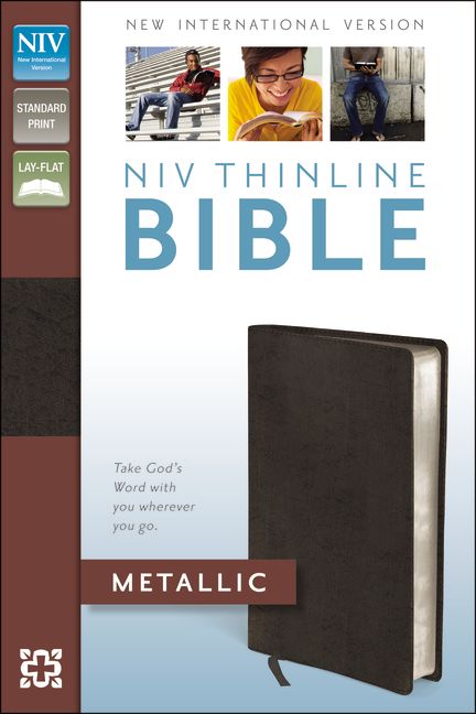 NIV Thinline Bible Metallic, Bonded Leather, Red Letter Edition