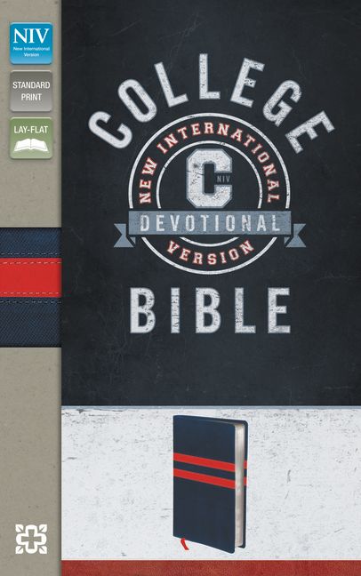 NIV, College Devotional Bible, Leathersoft, Navy/Red