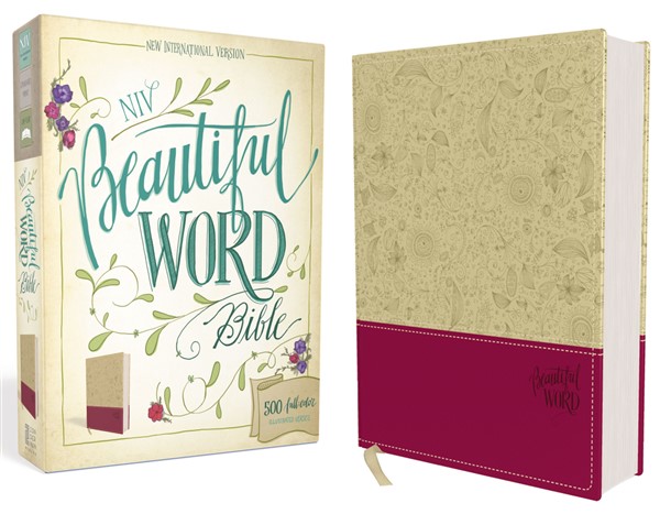 NIV, Beautiful Word Bible, Leathersoft, Tan/Pink