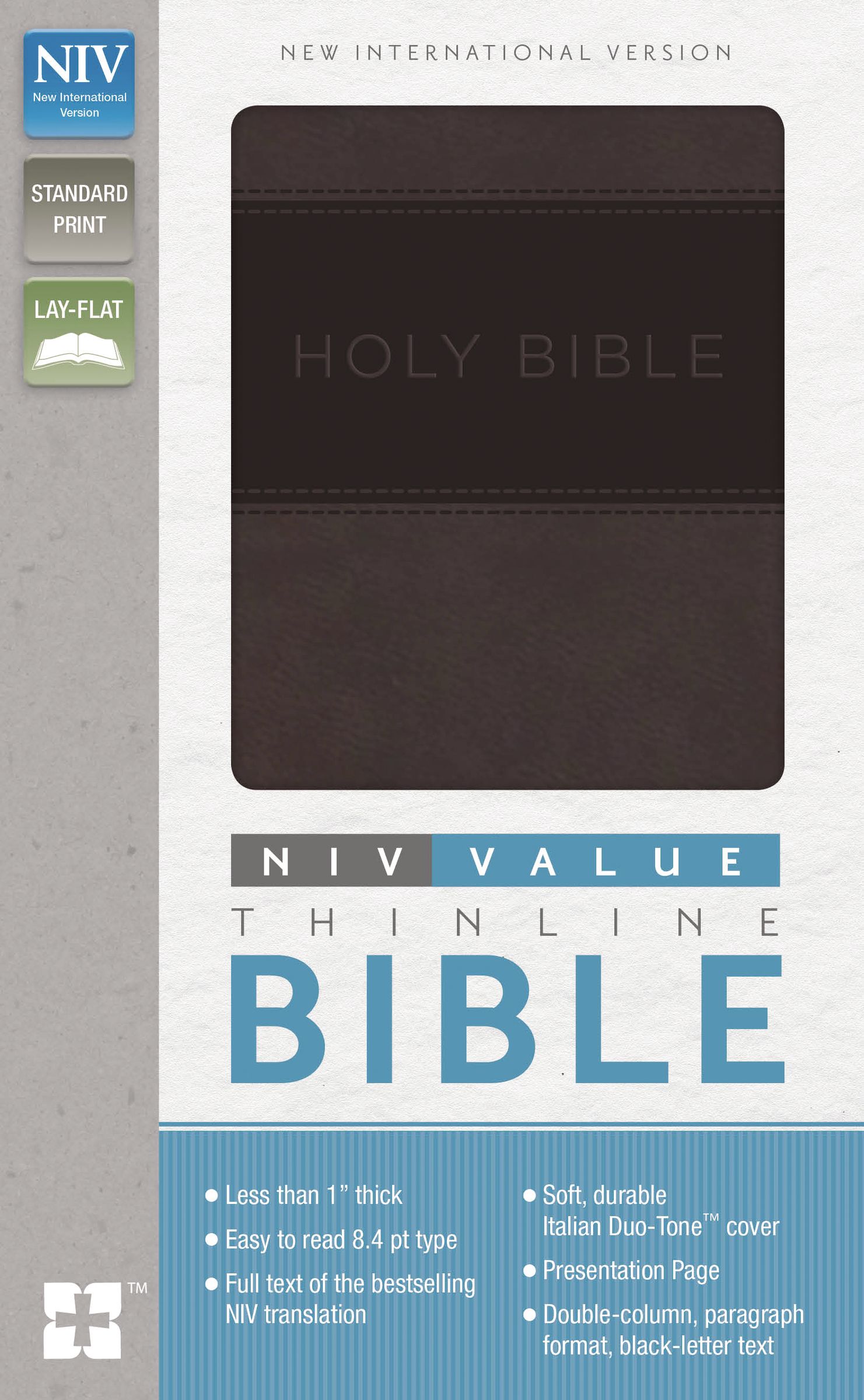 NIV, Value Thinline Bible, Imitation Leather, Gray/Black