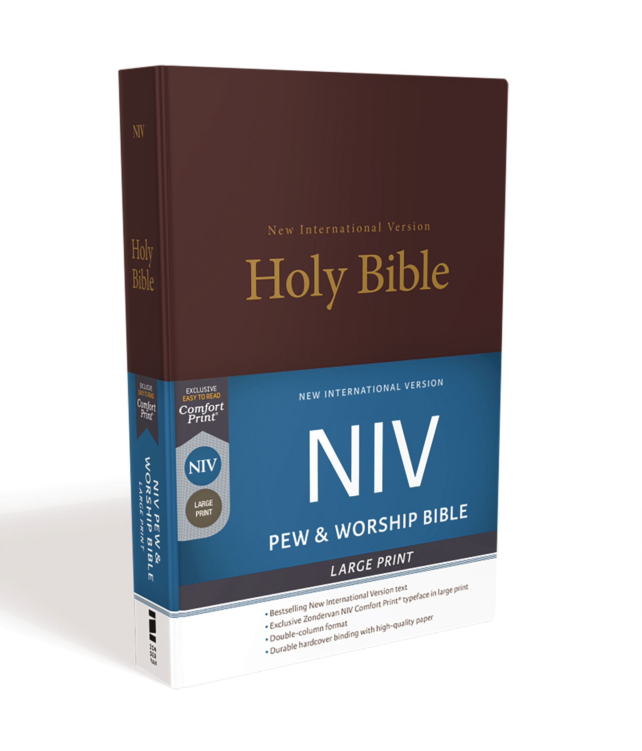 NIV, Pew and Worship Bible, Large Print, Hardcover, Burgundy, Comfort Print