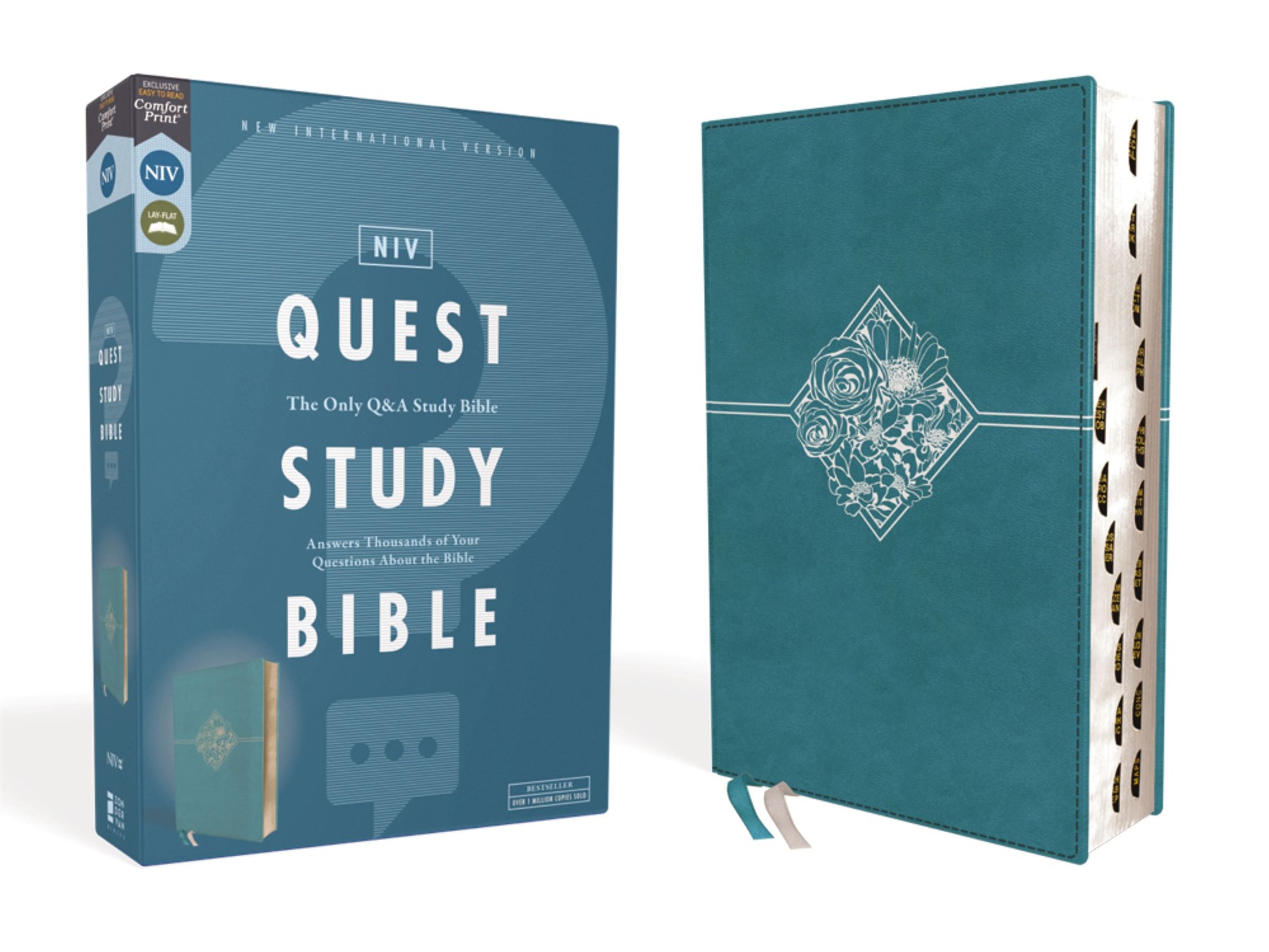 NIV, Quest Study Bible, Leathersoft, Teal, Thumb Indexed, Comfort Print