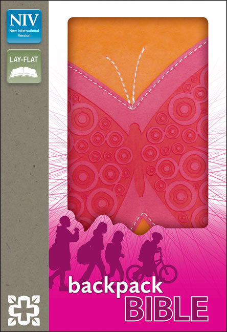 NIV, Backpack Bible, Imitation Leather, Pink/Orange
