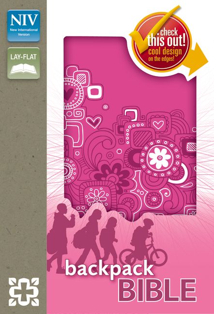 NIV, Backpack Bible, Imitation Leather, Pink, Red Letter