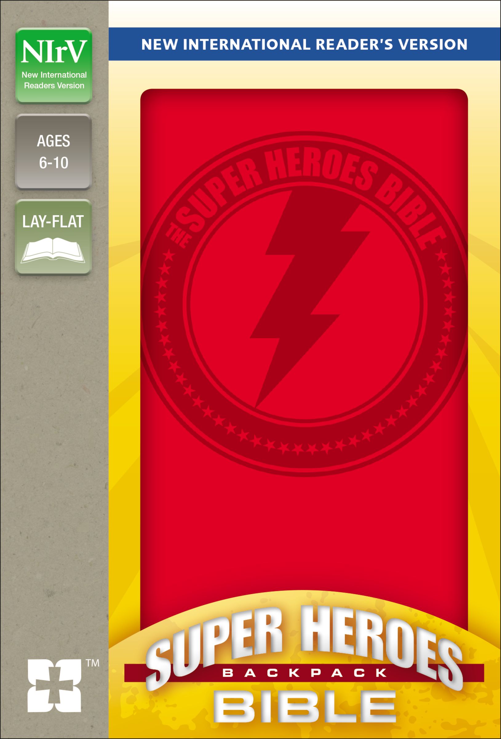 NIrV, Super Heroes Backpack Bible, Imitation Leather, Red