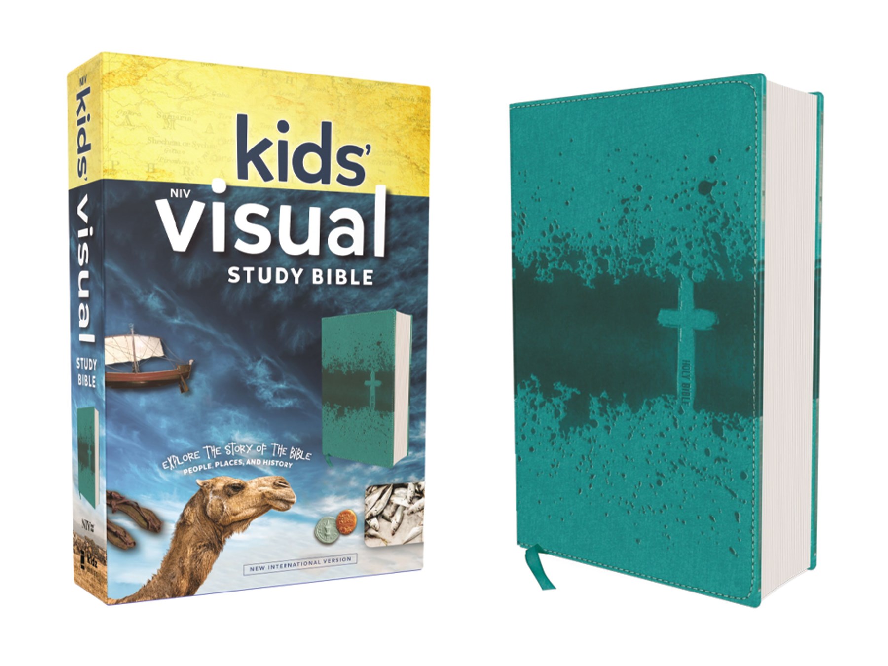 NIV, Kids' Visual Study Bible, Leathersoft, Teal, Full Color Interior