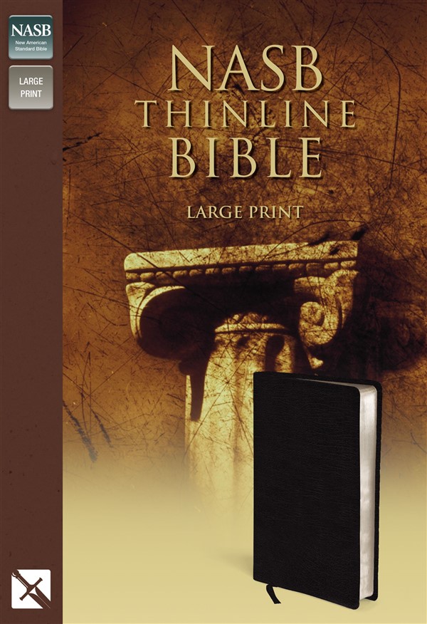 NASB, Thinline Bible, Large Print, Bonded Leather, Black, Red Letter Edition