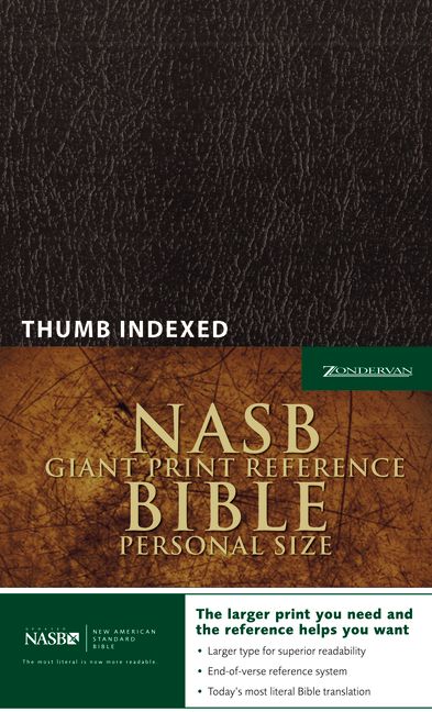 NASB, Reference Bible, Giant Print, Personal Size, Leather-Look, Black, Thumb Indexed