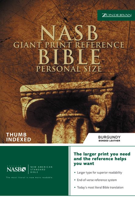 The NASB, Reference Bible, Giant Print, Personal Size, Bonded Leather, Burgundy, Thumb Indexed
