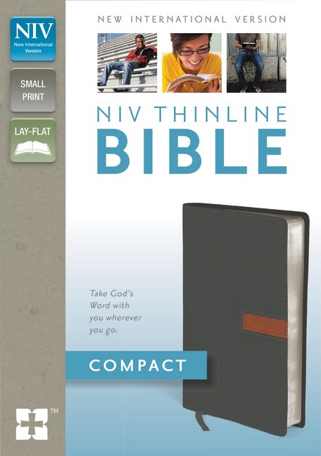 NIV, Thinline Bible, Compact, Imitation Leather, Gray/Tan, Red Letter Edition