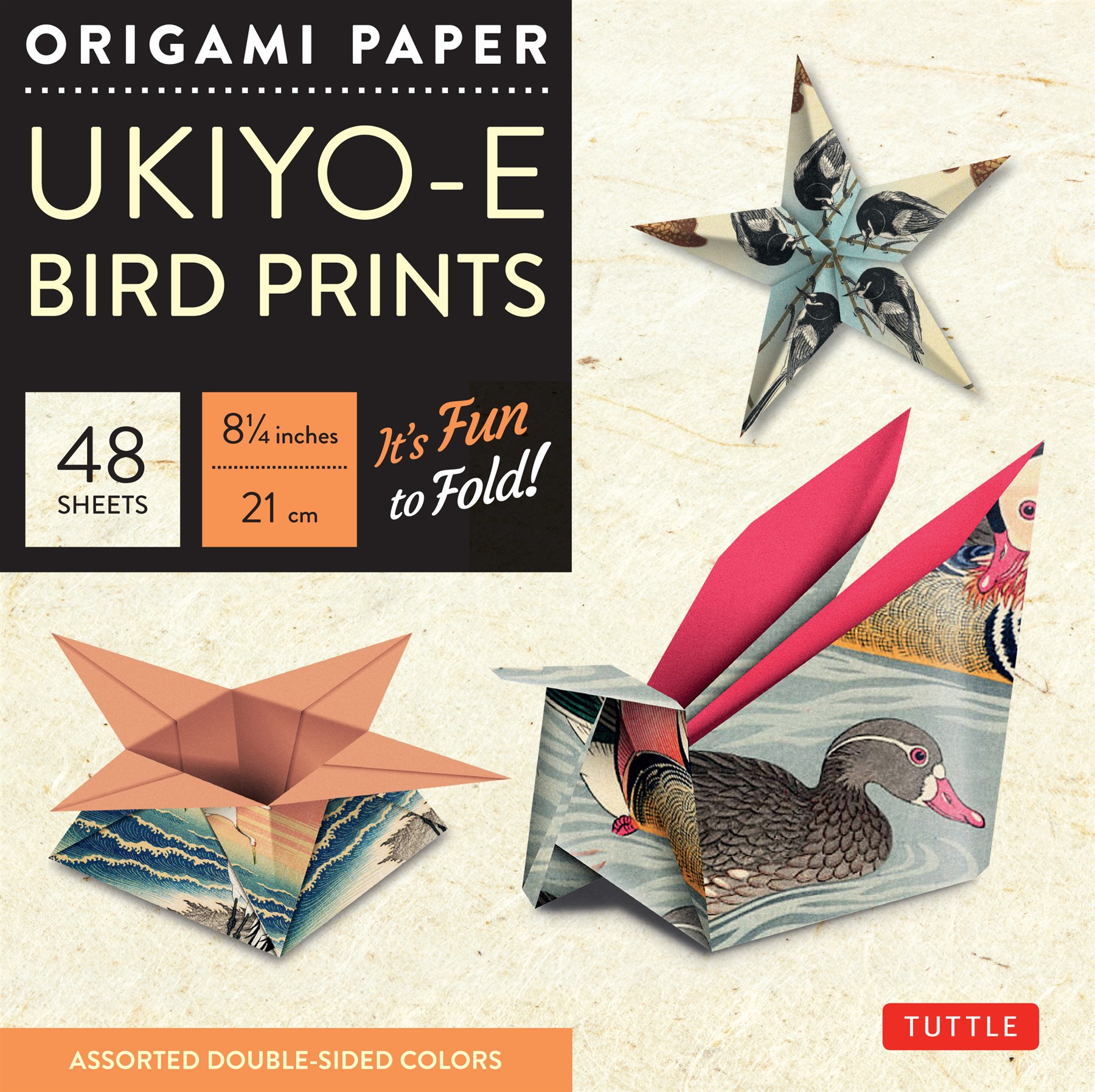 Origami Paper - Ukiyo-e Bird Prints - 8 1/4" - 48 Sheets