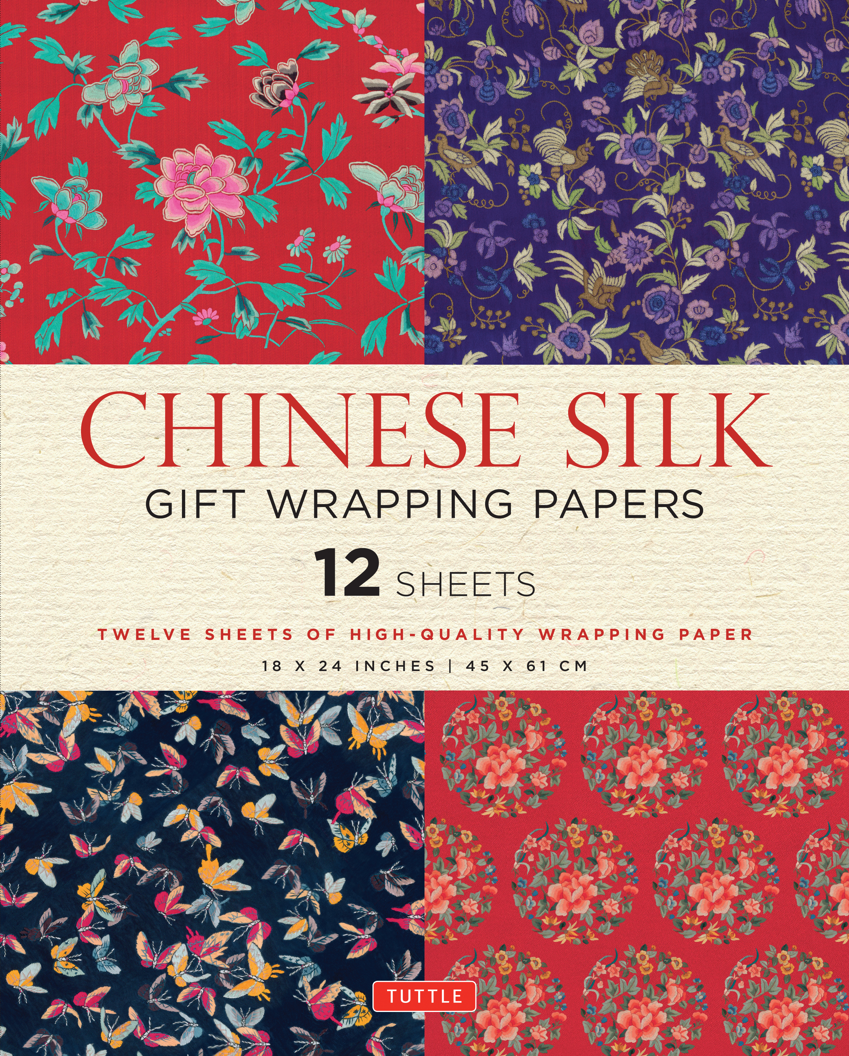 Chinese Silk Gift Wrapping Papers 12 Sheets