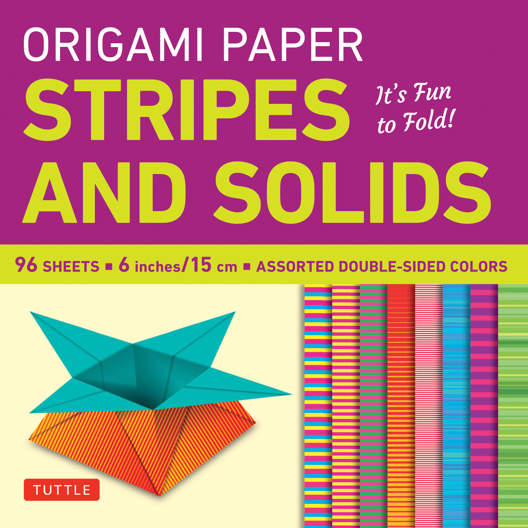 Origami Paper - Stripes and Solids 6" - 96 Sheets