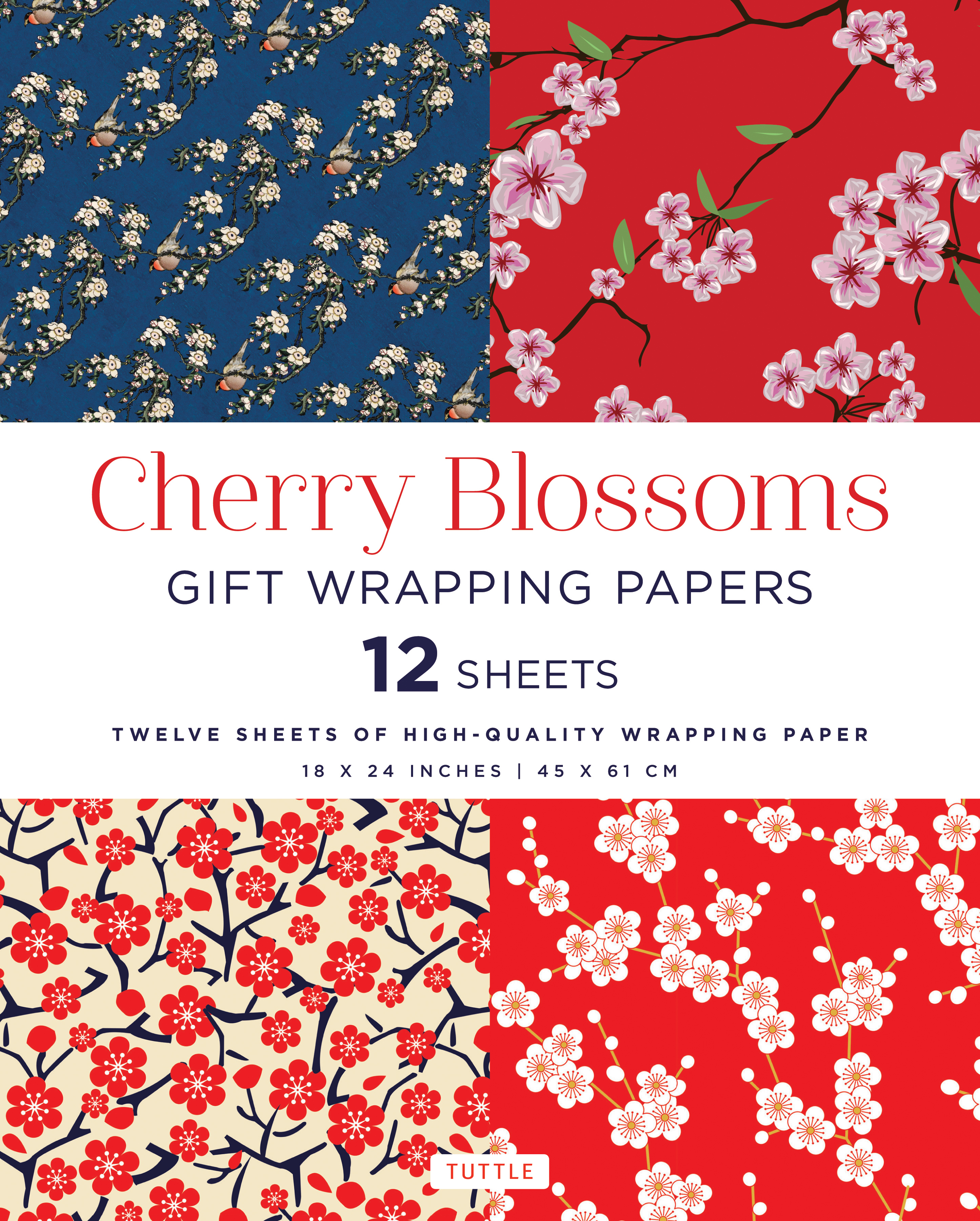 Cherry Blossoms Gift Wrapping Papers 12 Sheets