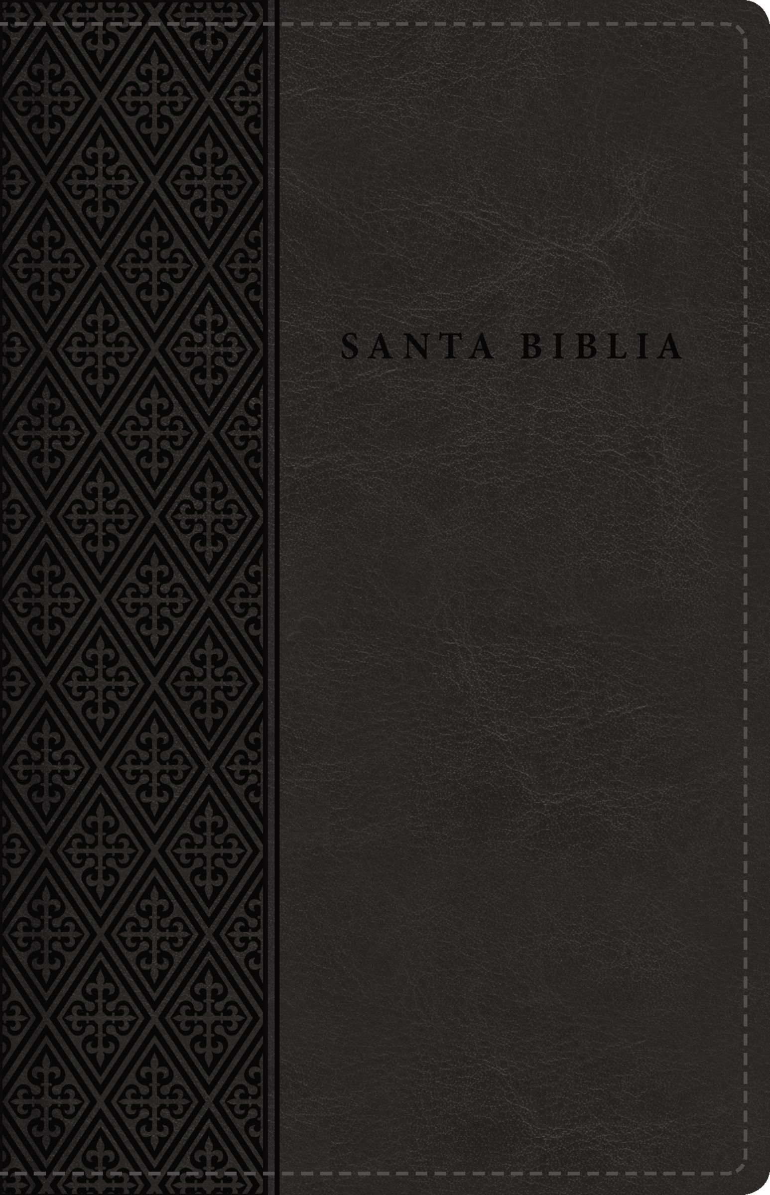 RVR60 Santa Biblia, Letra Grande, Tamaño Compacto, Leathersoft, Negro, Edición Letra Roja, con Índice y Cierre
