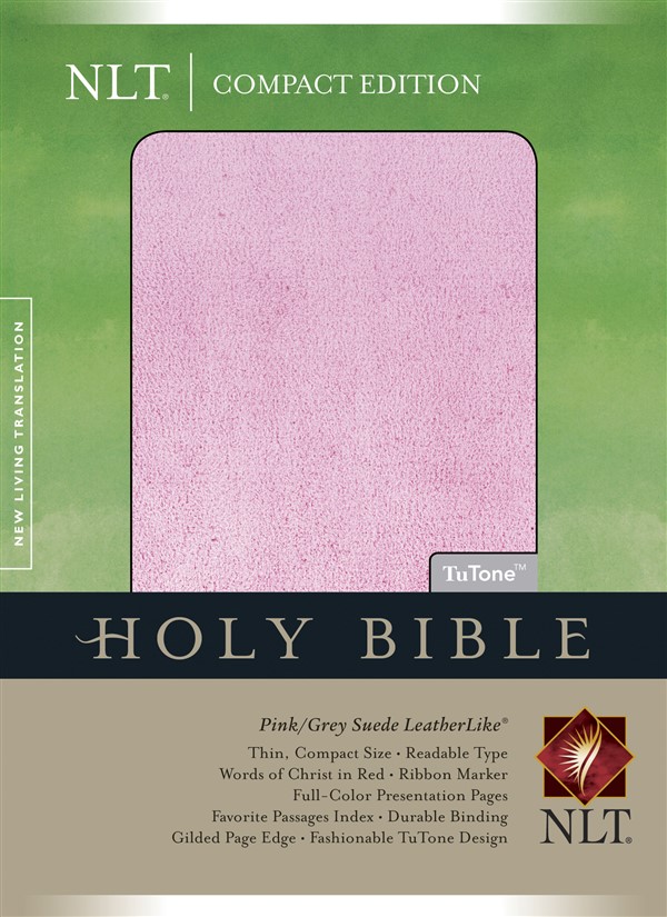 Compact Edition Bible NLT, TuTone (Red Letter, LeatherLike, Pink/Grey Suede)