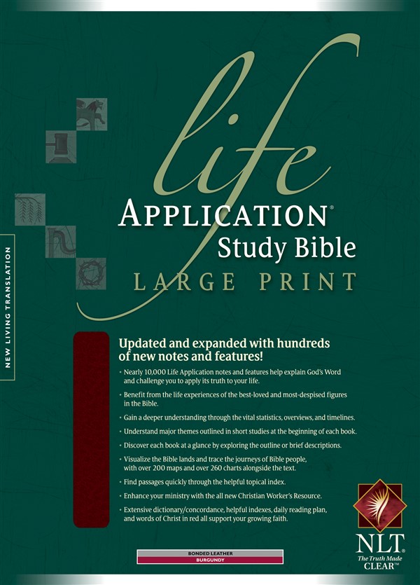 NLT Life Application Study Bible, Second Edition, Large Print (Red Letter, Bonded Leather, Burgundy/maroon, Indexed)