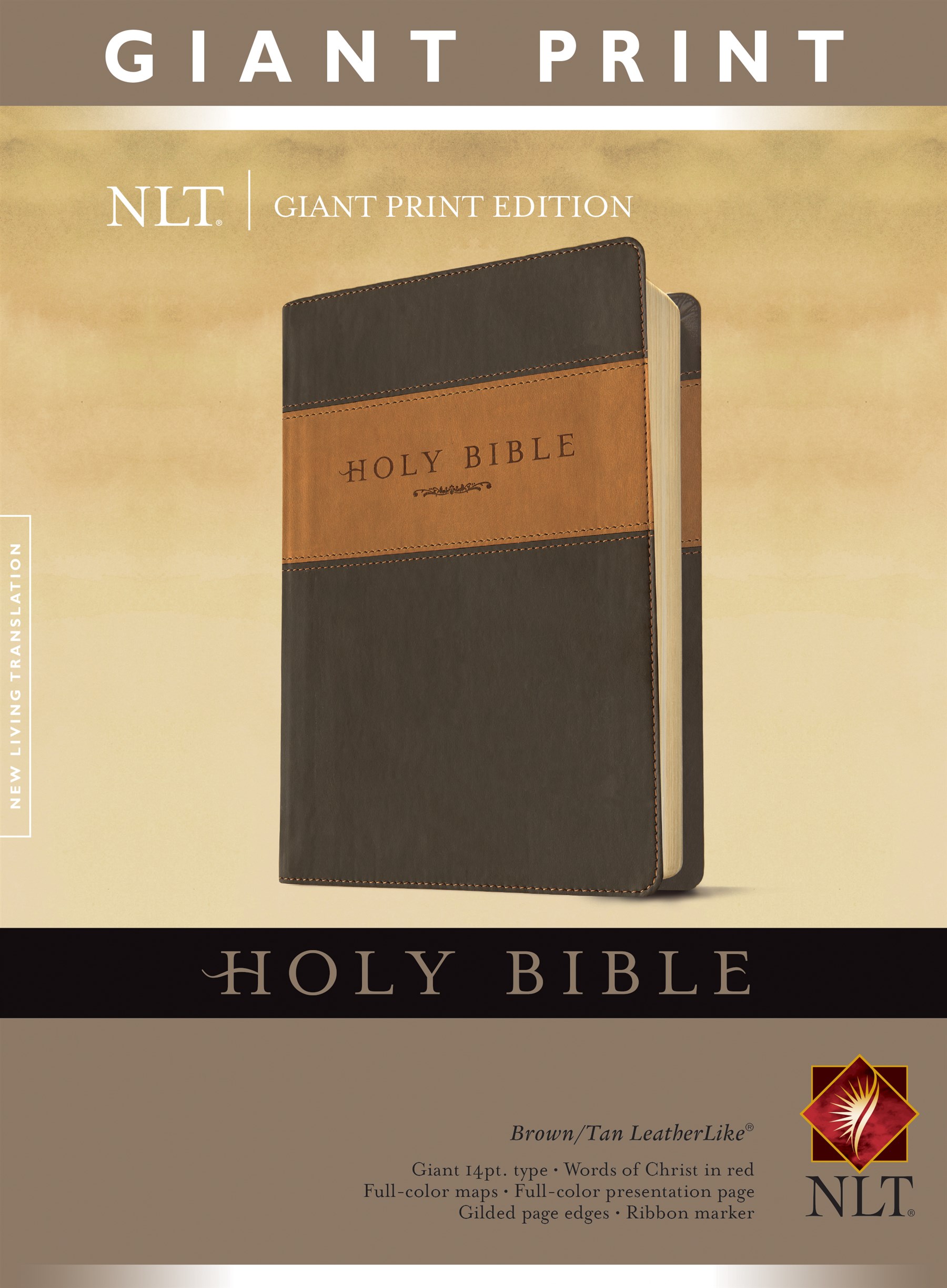 Holy Bible, Giant Print NLT, TuTone (Red Letter, LeatherLike, Brown/Tan)