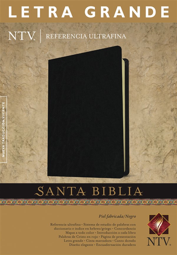  Santa Biblia NTV, Edición de referencia ultrafina, letra grande (Letra Roja, Piel fabricada, Negro)