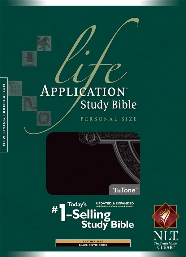 NLT Life Application Study Bible, Second Edition, Personal Size, Celtic Cross Edition (LeatherLike, Black, Indexed)