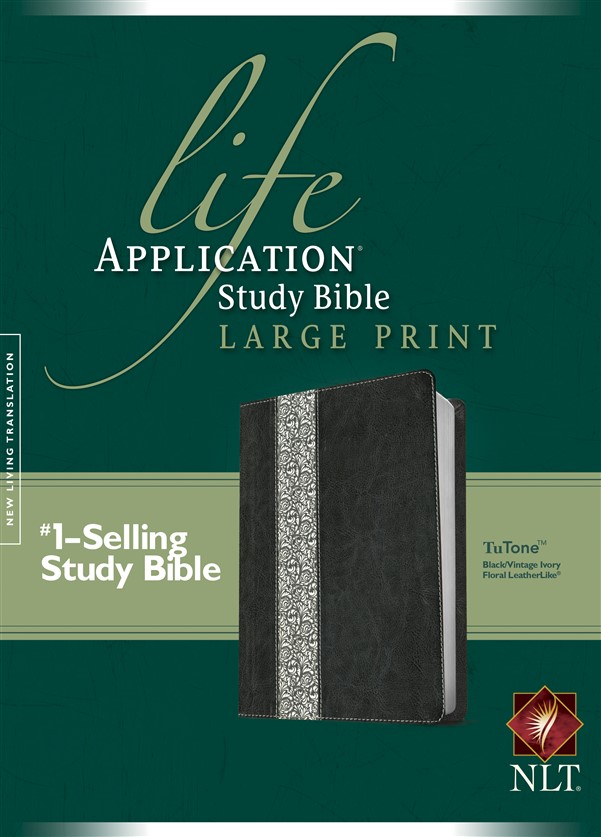 NLT Life Application Study Bible, Second Edition, Large Print, Floral TuTone (Red Letter, LeatherLike, Black/Vintage Ivory Floral)