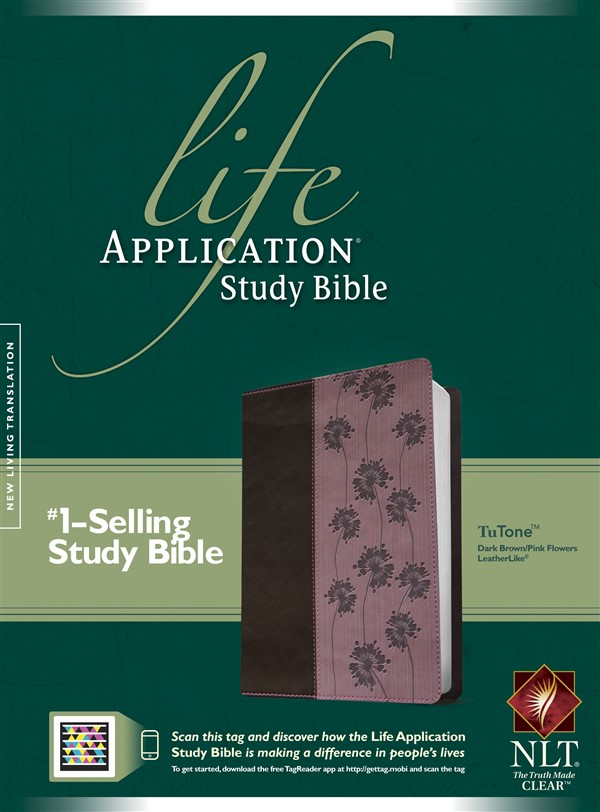 NLT Life Application Study Bible, Second Edition, TuTone (Red Letter, LeatherLike, Dark Brown/Pink Flowers)