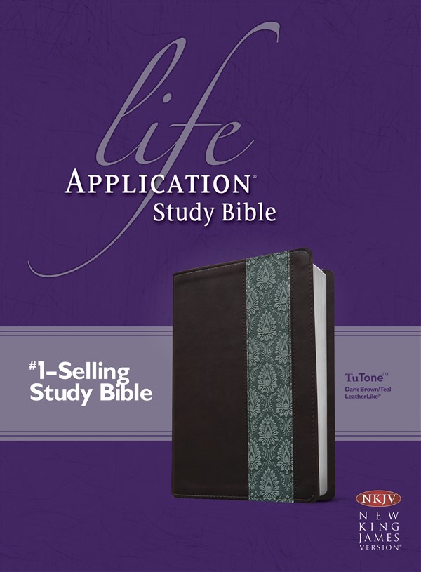 NKJV Life Application Study Bible, Second Edition, TuTone (Red Letter, LeatherLike, Dark Brown/Teal)
