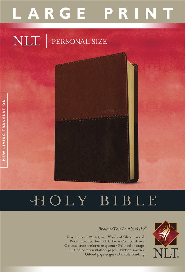 Holy Bible NLT, Personal Size Large Print edition, TuTone (Red Letter, LeatherLike, Brown/Tan)