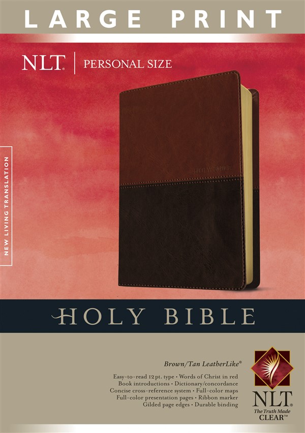 Holy Bible NLT, Personal Size Large Print edition, TuTone (Red Letter, LeatherLike, Brown/Tan, Indexed)